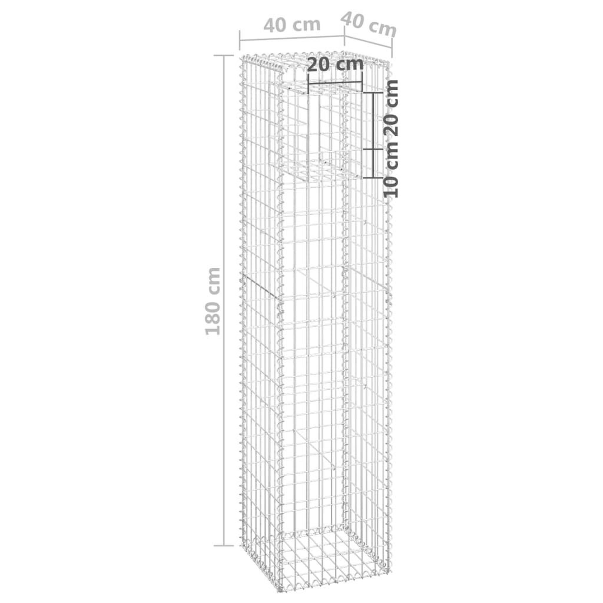 Voir la diapositive 6 : VIDAXL Poteaux a panier de gabion 2 pcs 40x40x180 cm Fer