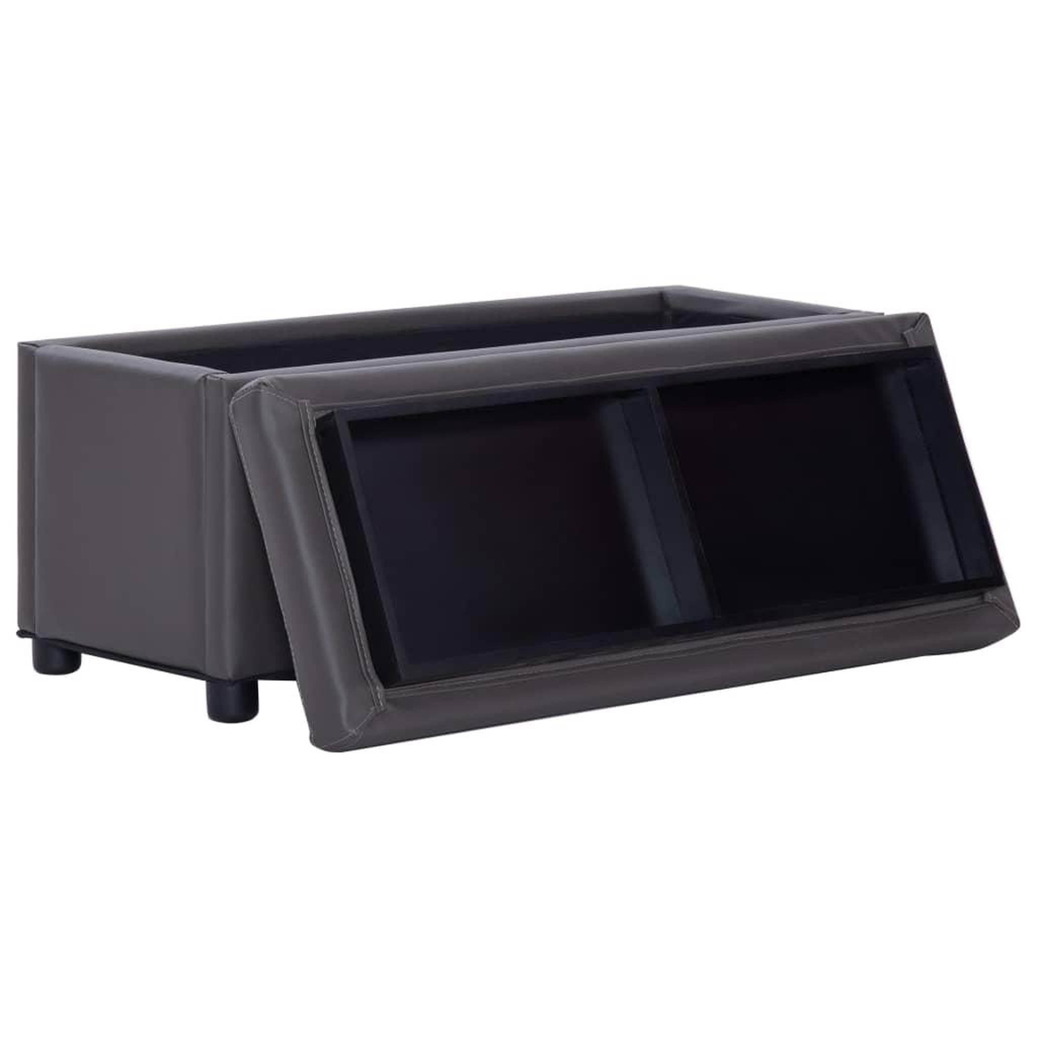 Voir la diapositive 4 : VIDAXL Pouf de rangement 87,5 cm Gris Similicuir