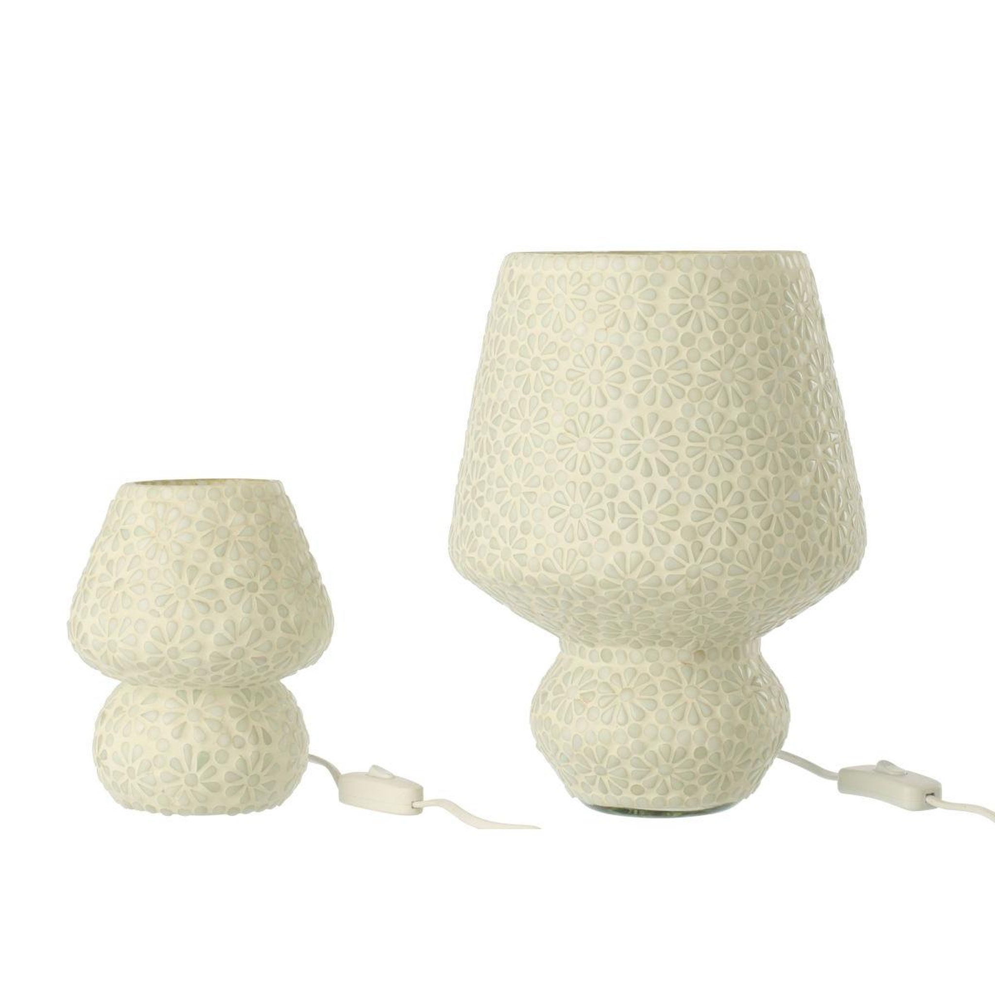Voir la diapositive 4 : J-LINE Lampe à poser mosaïque  tammy  30cm blanc & vert