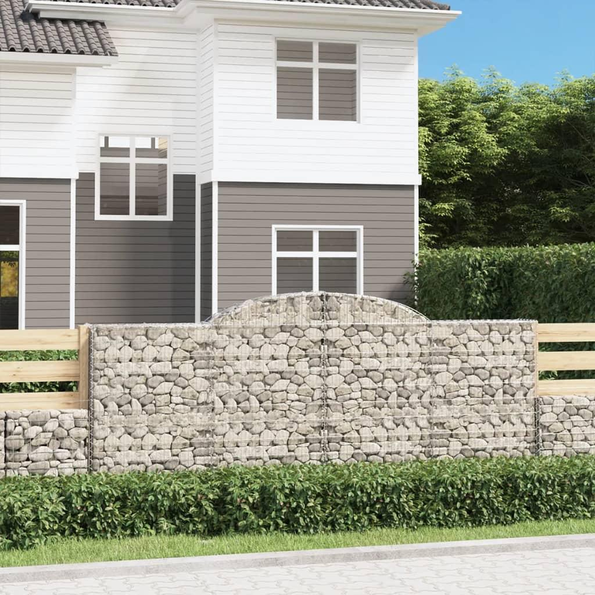 VIDAXL Paniers a gabions arques 15 pcs 300x50x120/140 cm fer galvanise