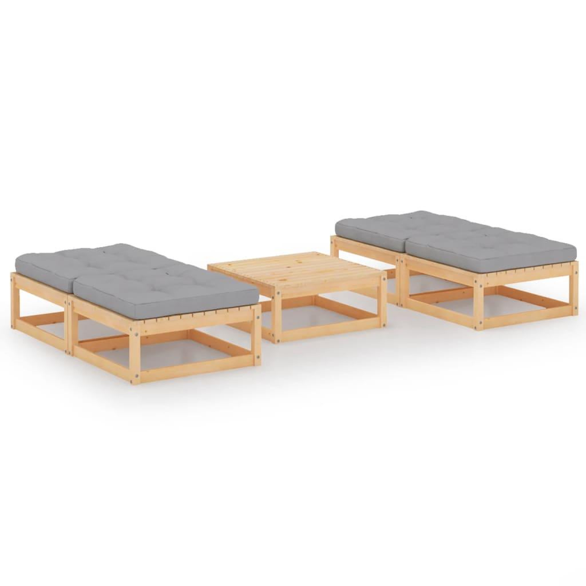 Voir la diapositive 1 : VIDAXL Salon de jardin 5 pcs avec coussins bois de pin massif