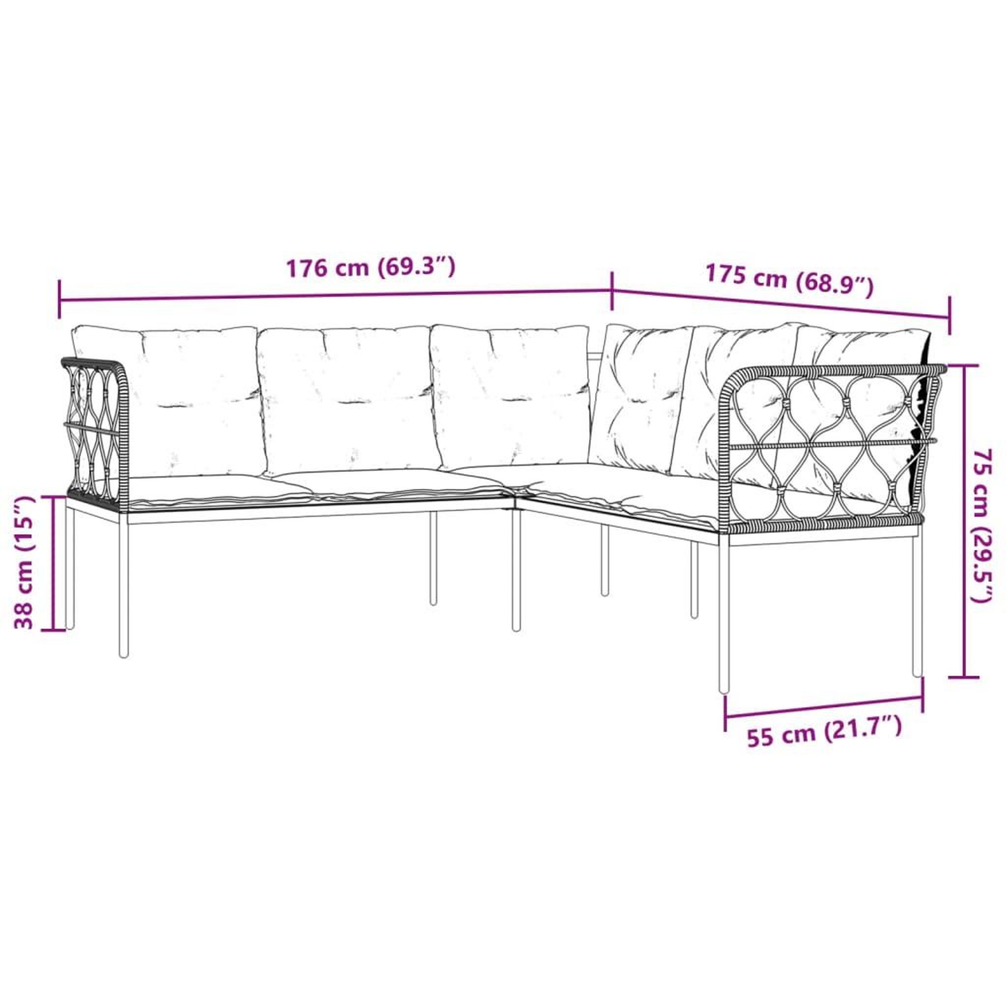 Voir la diapositive 6 : VIDAXL Ensemble de canapes de jardin et coussins noir acier textilene