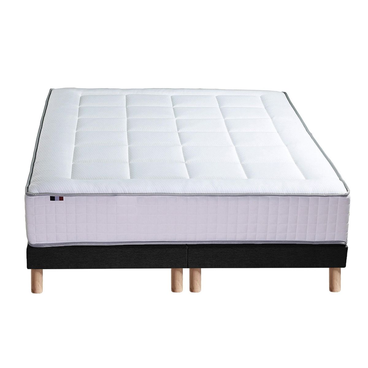 IDLITERIE Ensemble matelas Ressort 7 zones + sommier + oreiller + couette - FABRICATION FRANCAISE