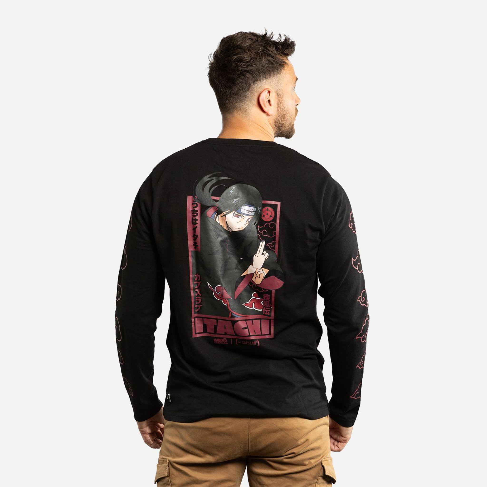 Voir la diapositive 3 : CAPSLAB T-shirt homme manches longues avec print naruto shippuden itachi