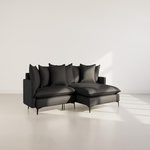 LISA DESIGN Madison - canapé d'angle réversible 4 places en tissu texturé. Coloris disponibles : Noir, Vert, Orange, Marron, Beige