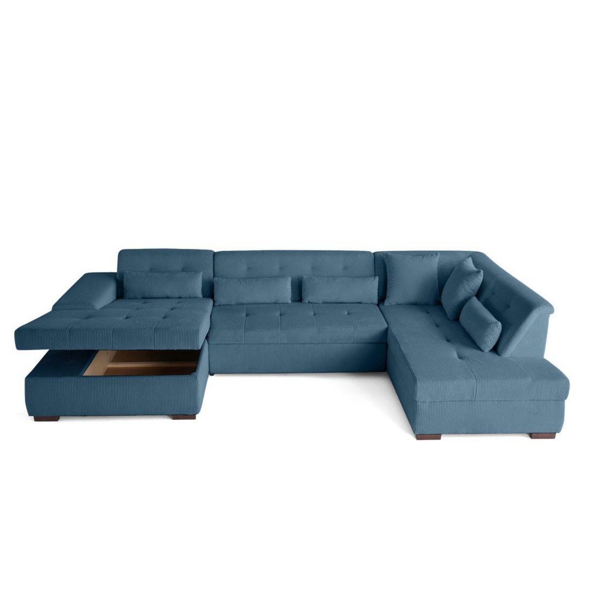LISA DESIGN Vermont - canapé panoramique d'angle droit - 7 places - convertible avec coffre - en velours côtelé