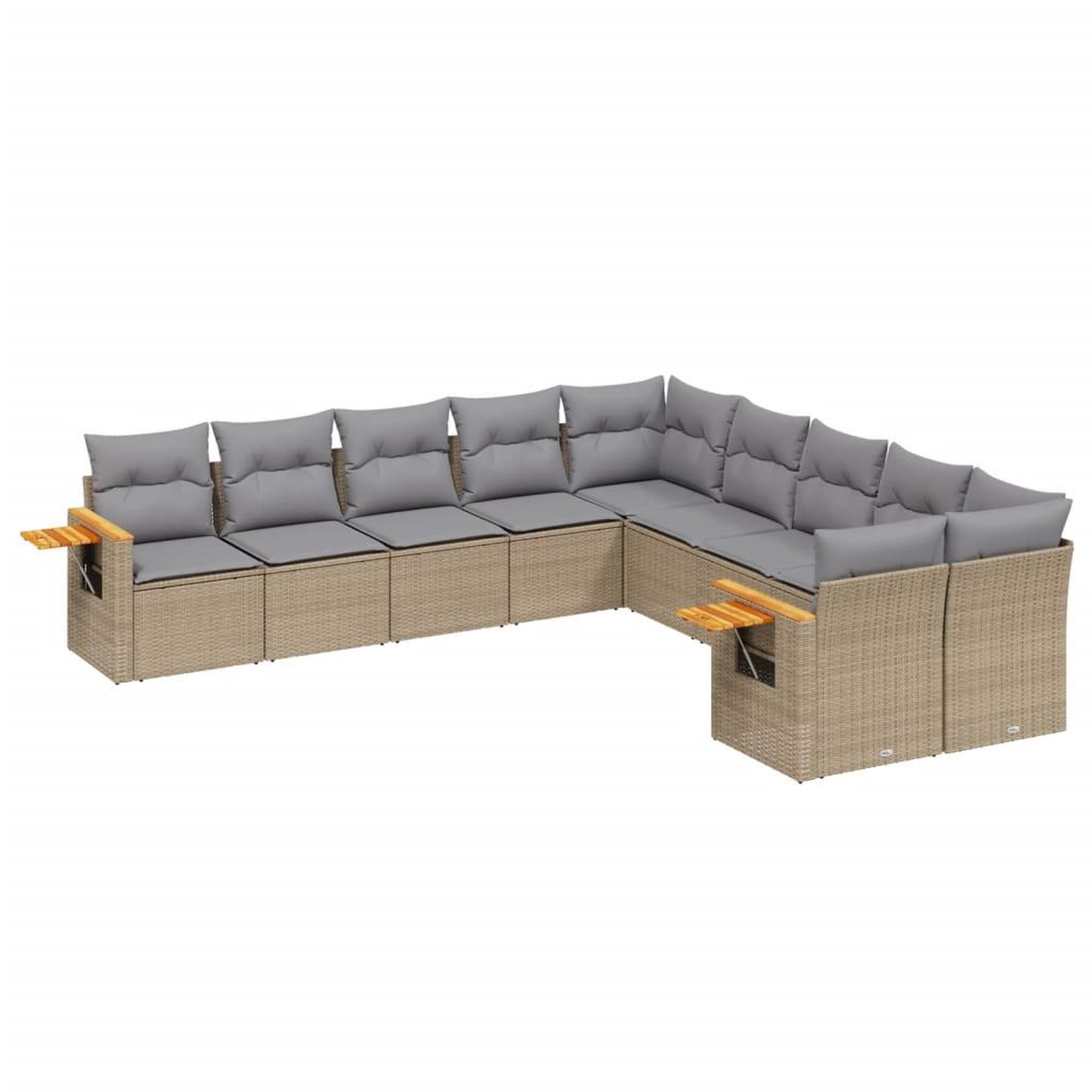 Voir la diapositive 2 : VIDAXL Salon de jardin avec coussins 10 pcs beige resine tressee