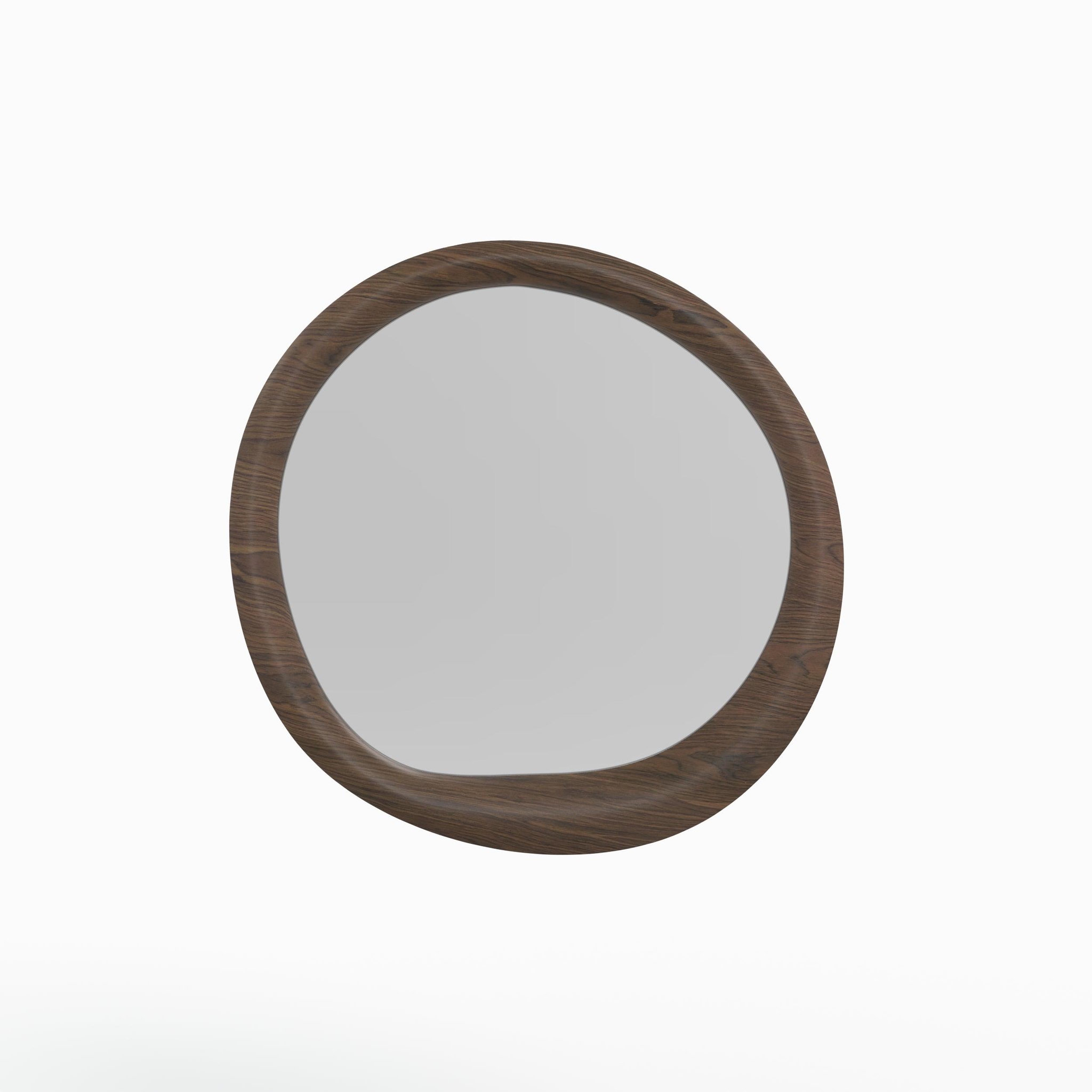 MAISON PAVANE Miroir rond en placage noyer, d100 cm-yoko