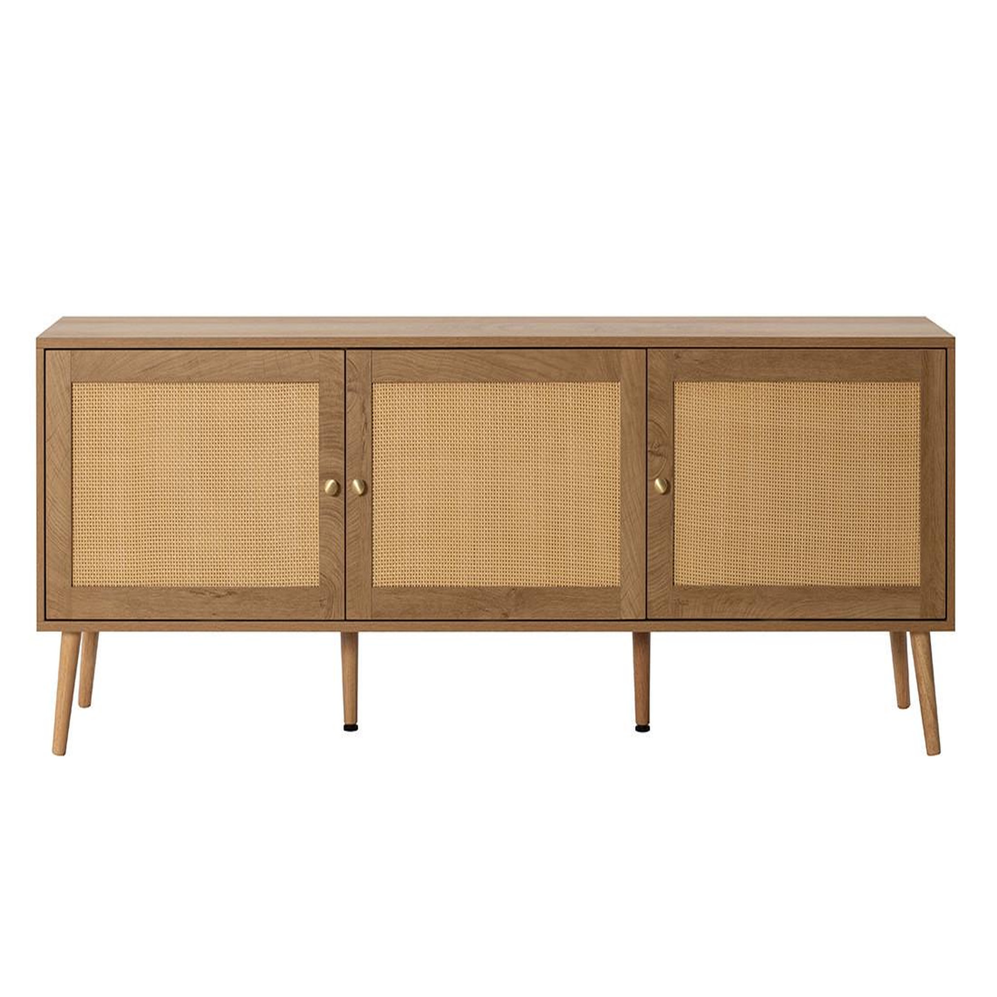 Voir la diapositive 1 : BEST MOBILIER Goto - meuble tv - effet bois et cannage - 3 portes - 167 cm