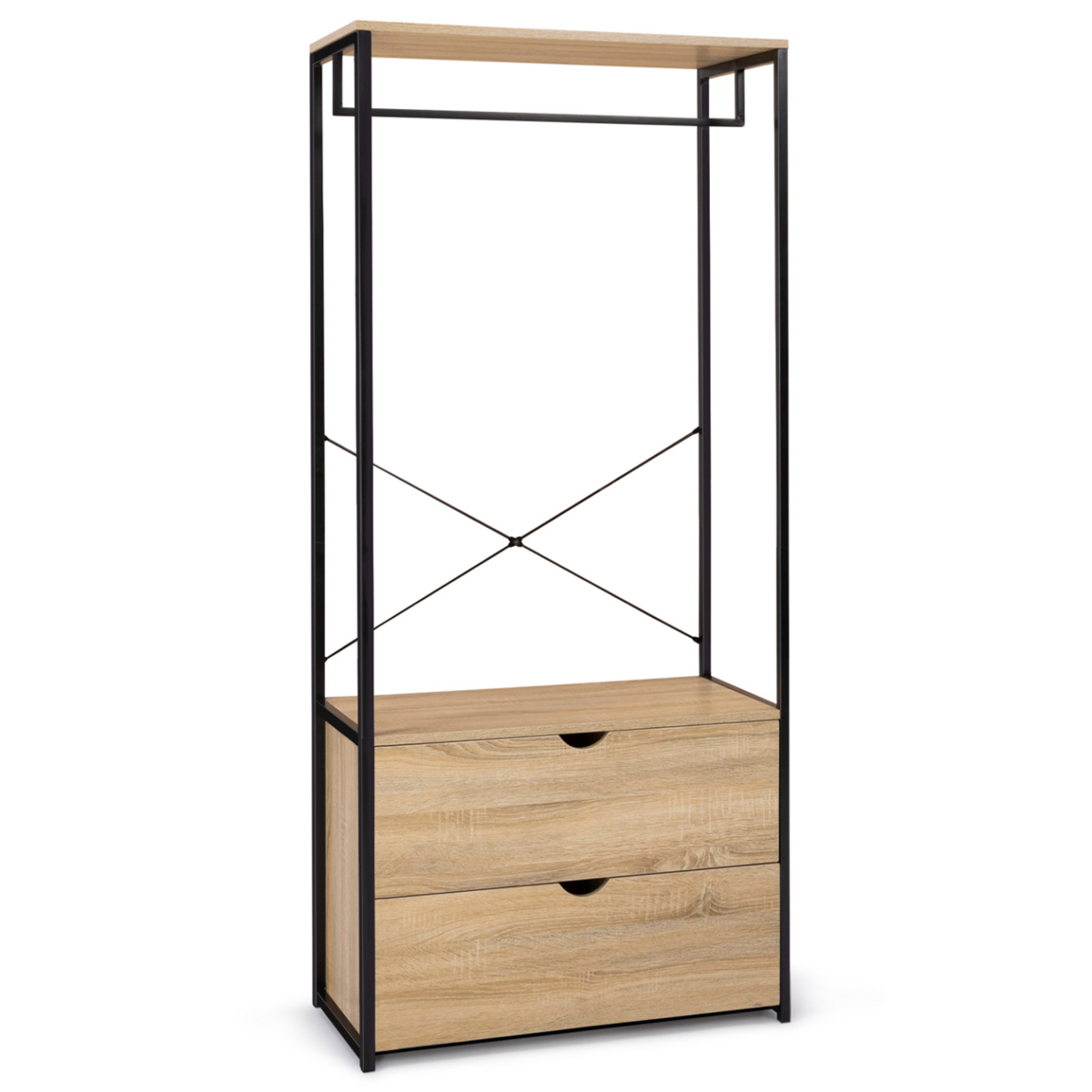 ID MARKET Dressing penderie 2 tiroirs L. 80 cm DETROIT design industriel