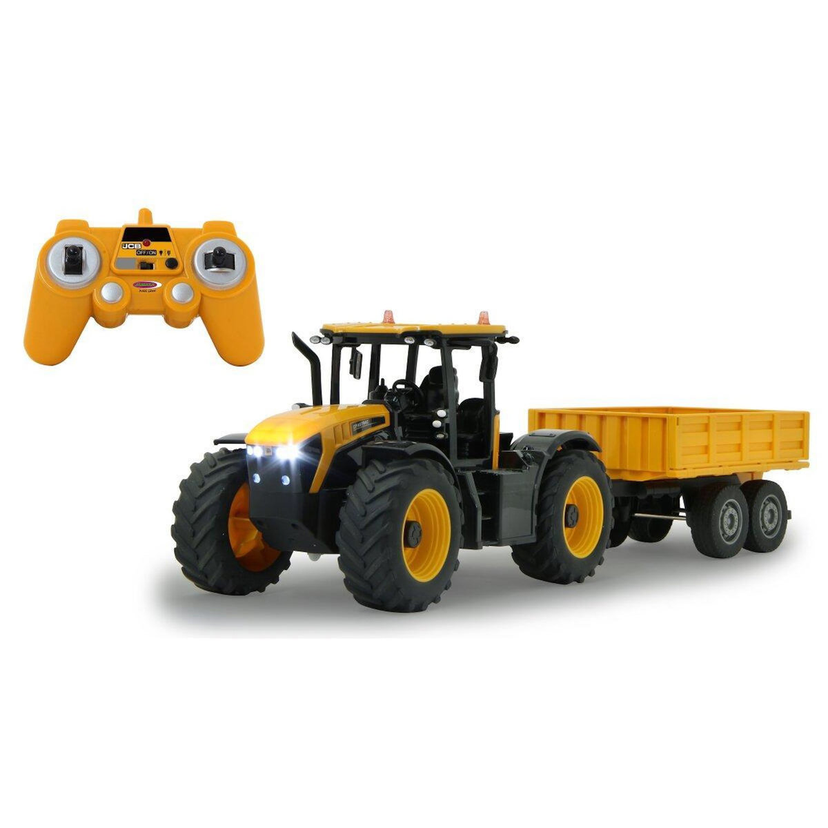 Jamara Voiture télécommandée JCB Fastrac Tracteur avec remorque basculante 2,4GHz