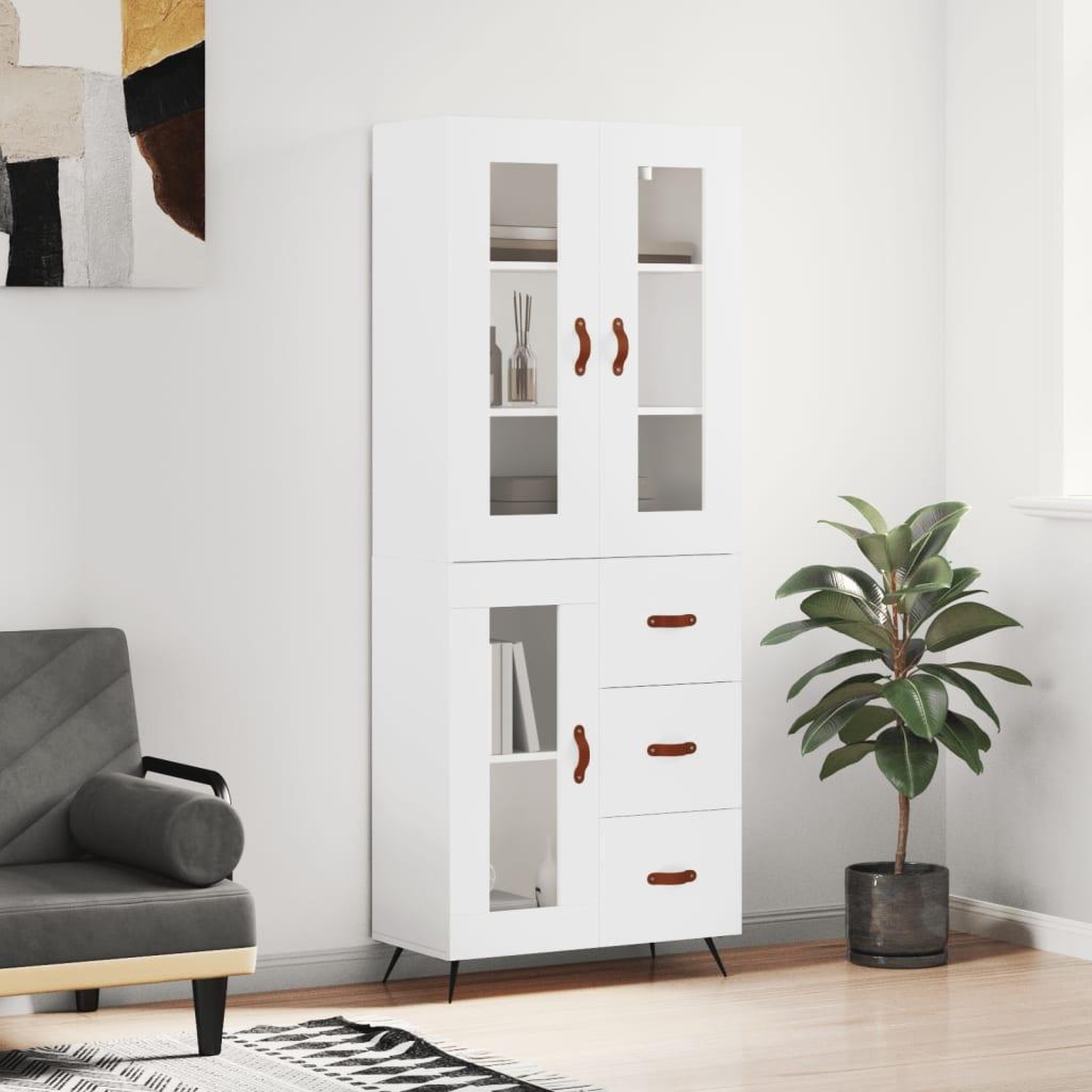 VIDAXL Buffet haut Blanc 69,5x34x180 cm Bois d'ingenierie