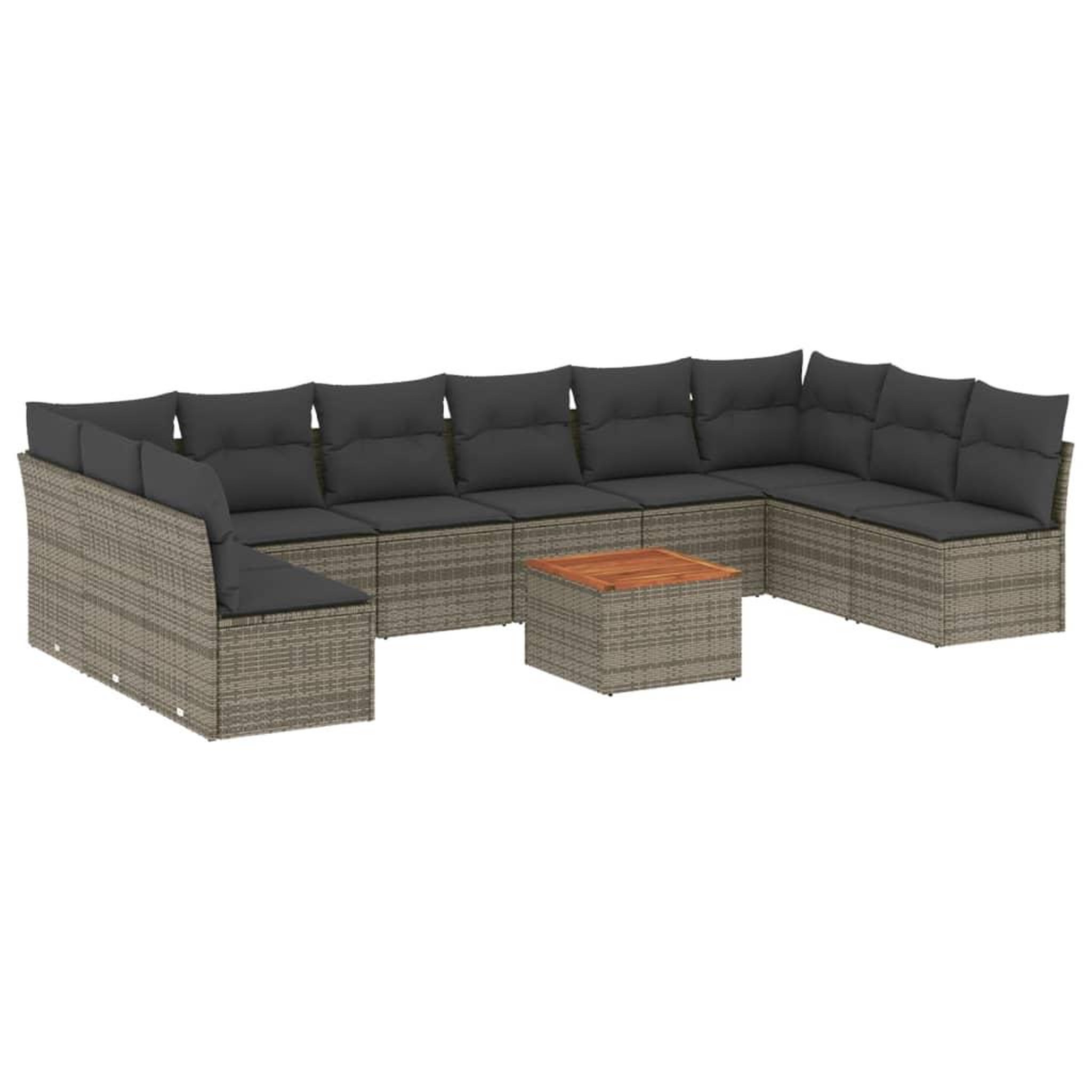 Voir la diapositive 2 : VIDAXL Salon de jardin 11 pcs avec coussins gris resine tressee