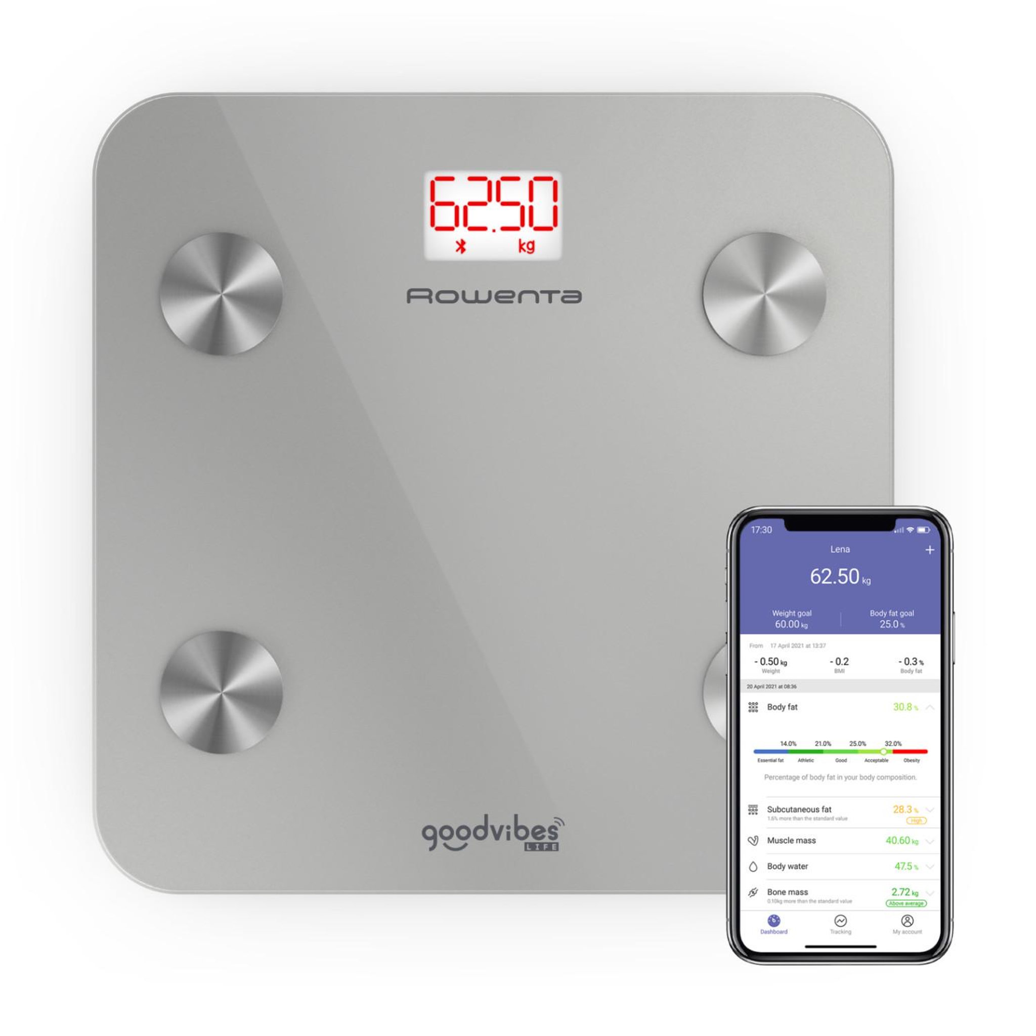ROWENTA Rowenta goodvibes life br9600 carré argent pèse-personne électronique