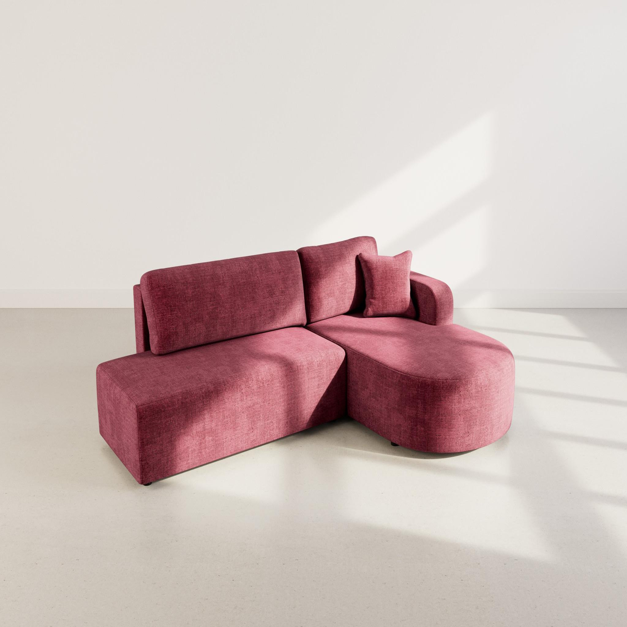 Voir la diapositive 6 : BEST MOBILIER Miro - canapé d'angle droit 4 places convertible avec coffre en velours texturé