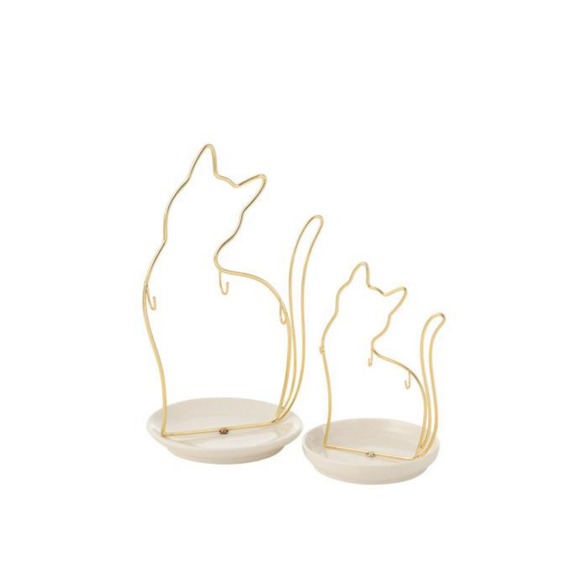 Paris Prix Statuette Chat en Porcelaine  Bol  27cm Blanc