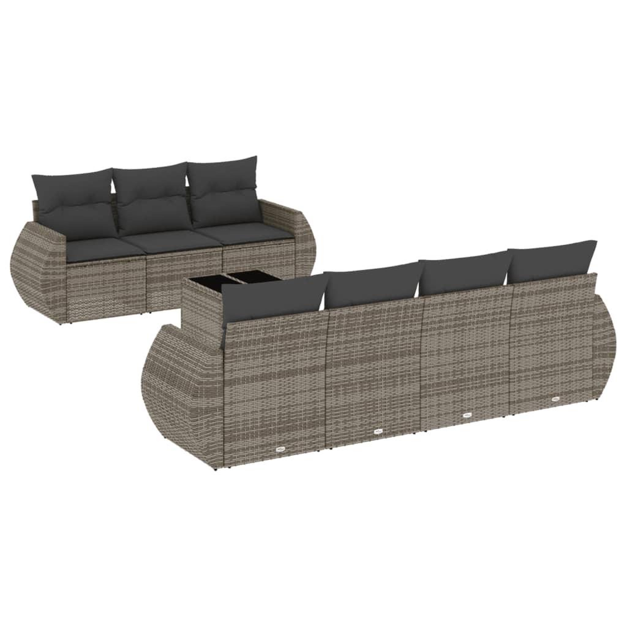 Voir la diapositive 2 : VIDAXL Salon de jardin 8 pcs avec coussins gris resine tressee