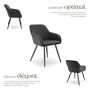 Voir la diapositive 3 : tectake Chaise de salle à manger rembourrée en velours côtelé anthracite-noir