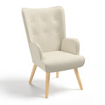 ID MARKET Fauteuil scandinave IVAR en tissu beige