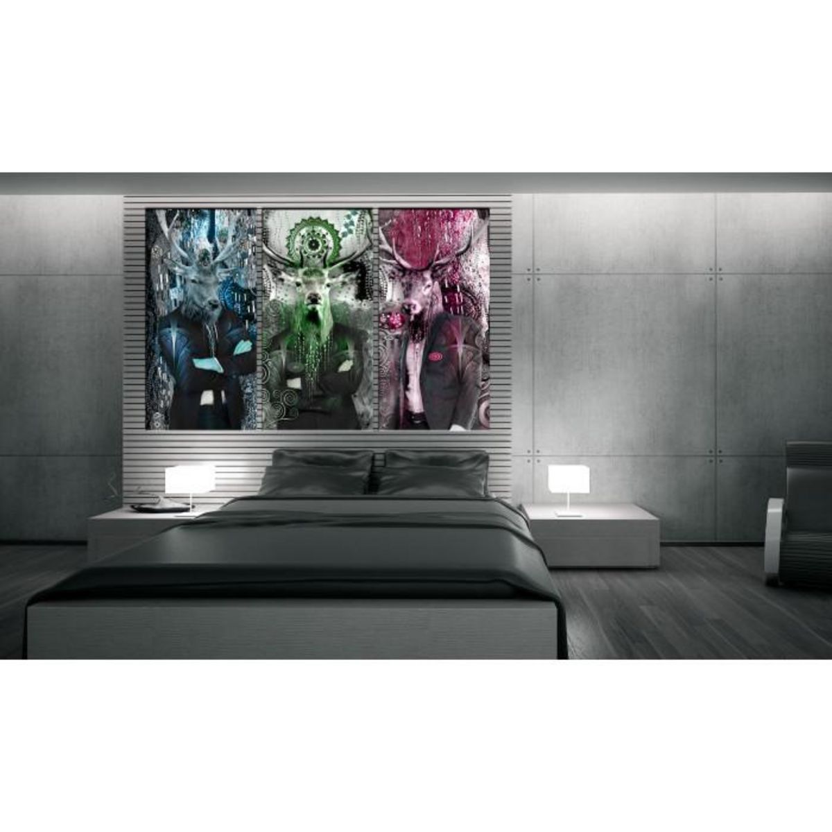 Paris Prix Tableau Imprimé 3 Panneaux  Animal Trio Colorful