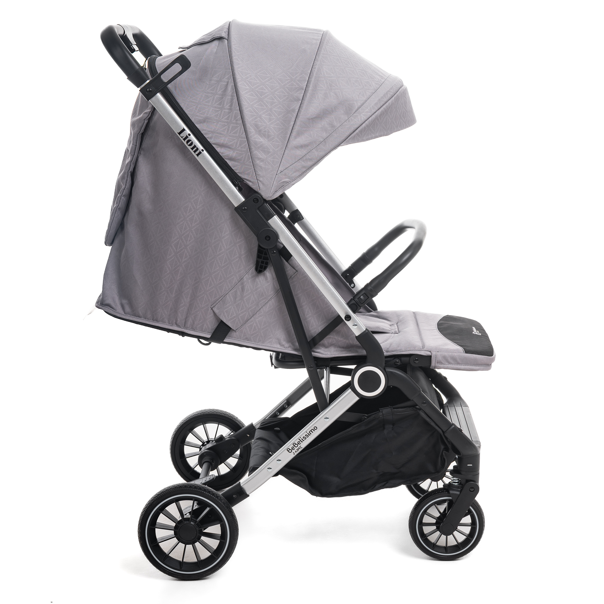 Voir la diapositive 3 : BEBELISSIMO Poussette Bébé Canne Ultra Compacte – Légère – Pliage à Une Main – Guidon Valise – Lioni - gris