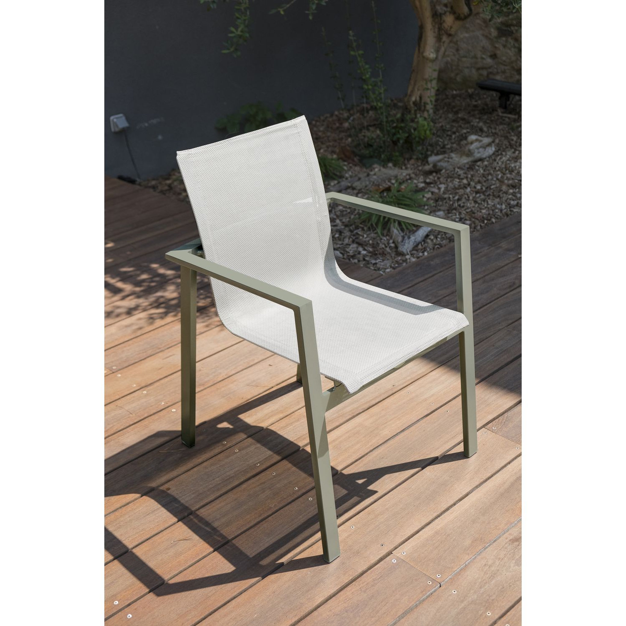 DCB GARDEN Fauteuil de jardin empilable en aluminium MIAMI - kaki/Gris