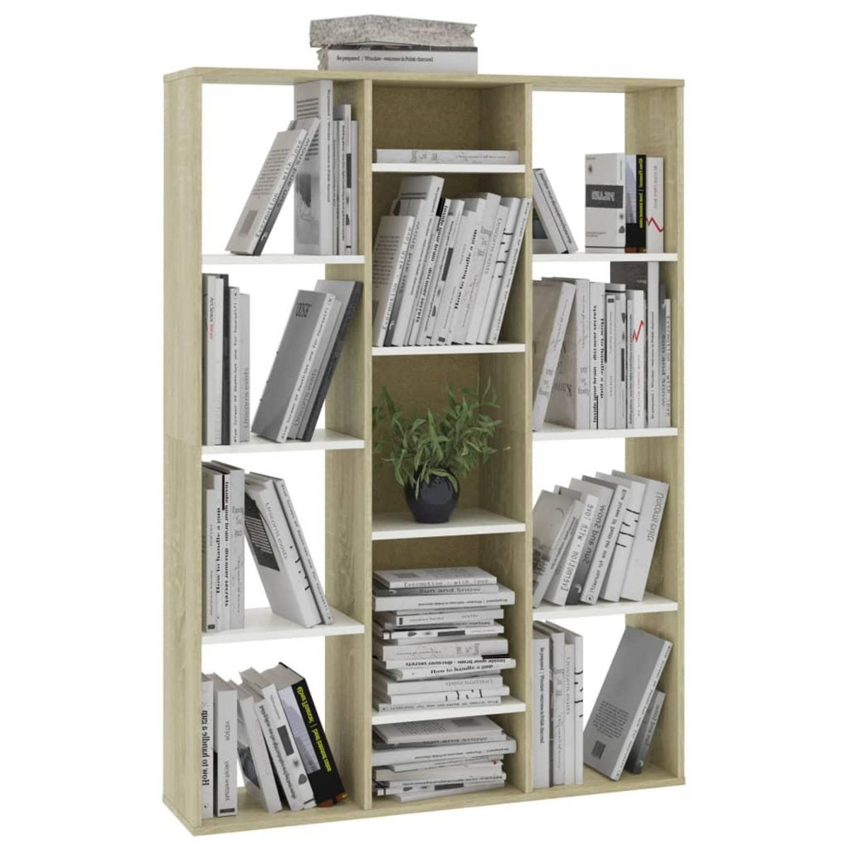 VIDAXL Cloison de separation Blanc/chene Sonoma 100x24x140cm Agglomere