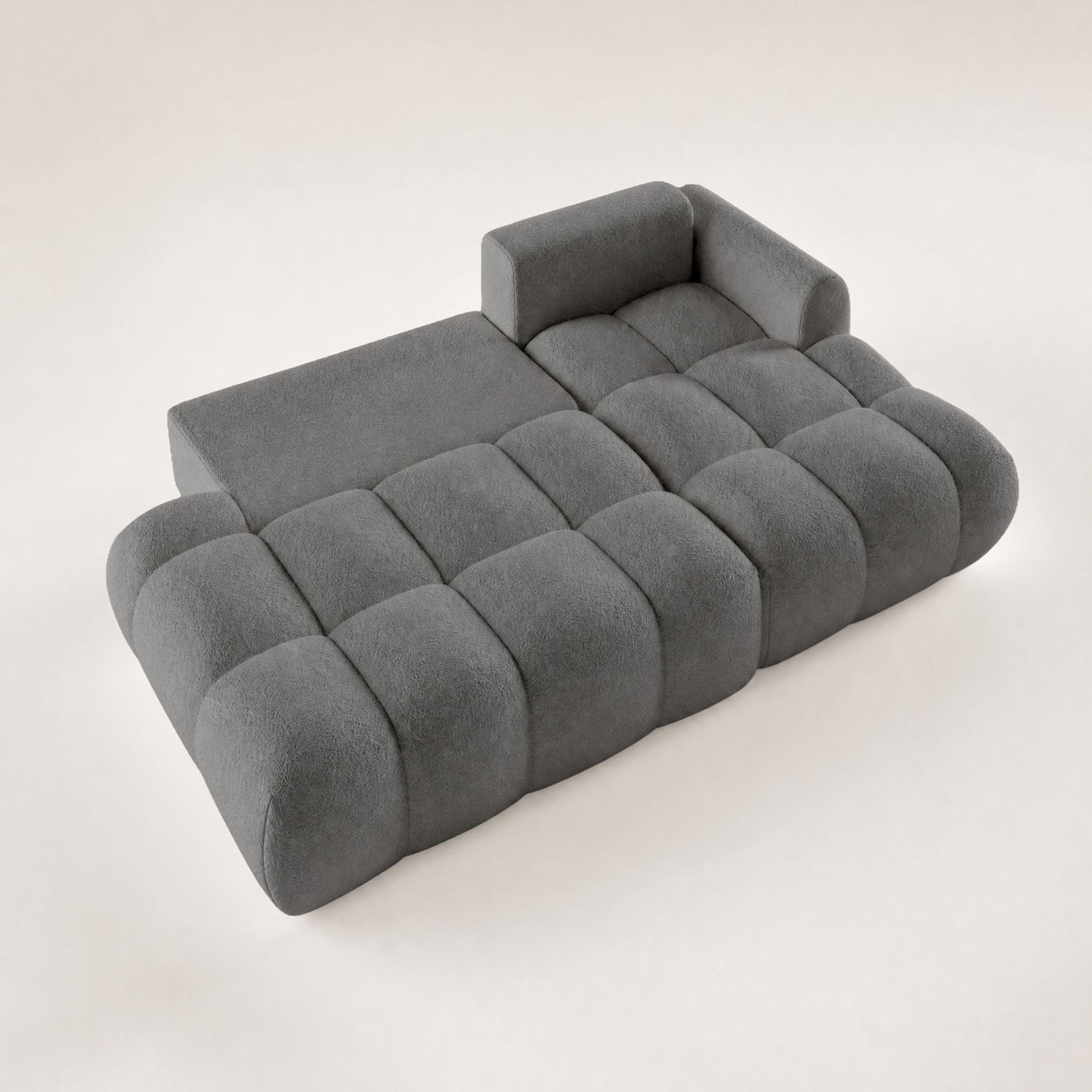 Voir la diapositive 4 : BEST MOBILIER Yulin - canapé d'angle ouvert droit 4 places convertible avec coffre en tissu bouclette