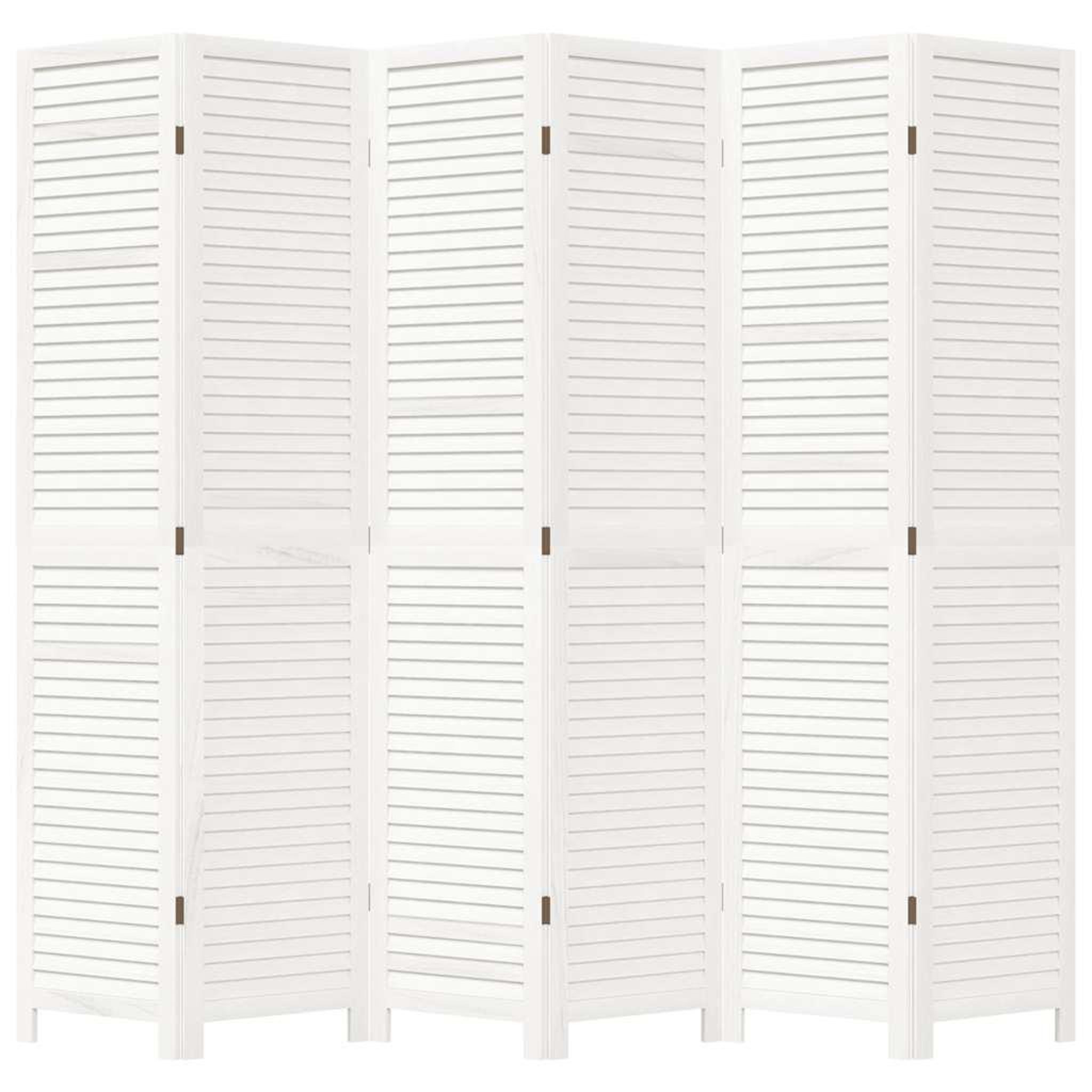 Voir la diapositive 4 : VIDAXL Cloison de separation 6 panneaux blanc bois de paulownia massif