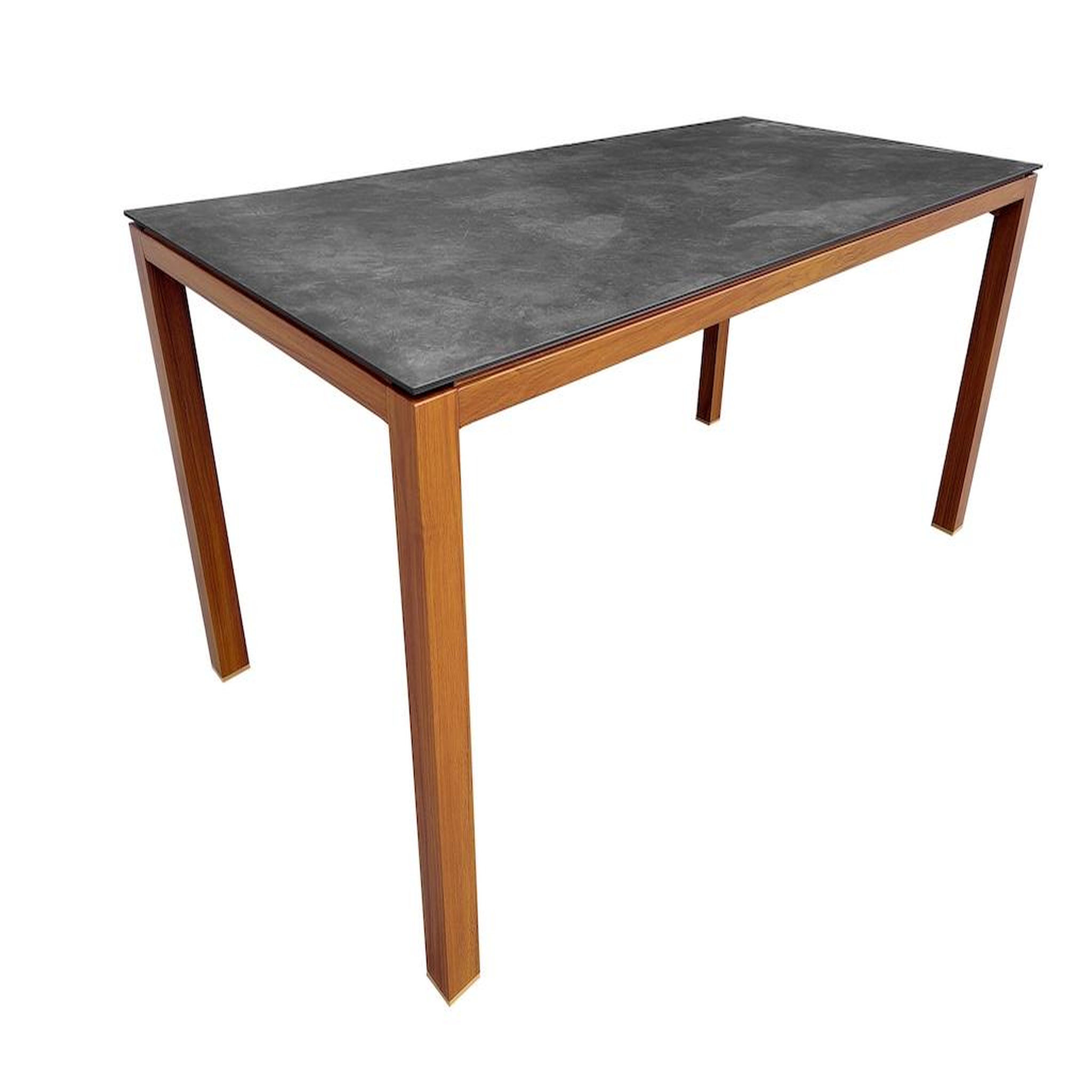 Proloisirs Table fixe - CHANEO - Aluminium époxy chêne Heat - Plateau plein céramique graphite 6 mm - 180 x 90 cm