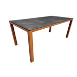 Proloisirs Table fixe - CHANEO - Aluminium époxy chêne Heat - Plateau plein céramique graphite 6 mm - 180 x 90 cm