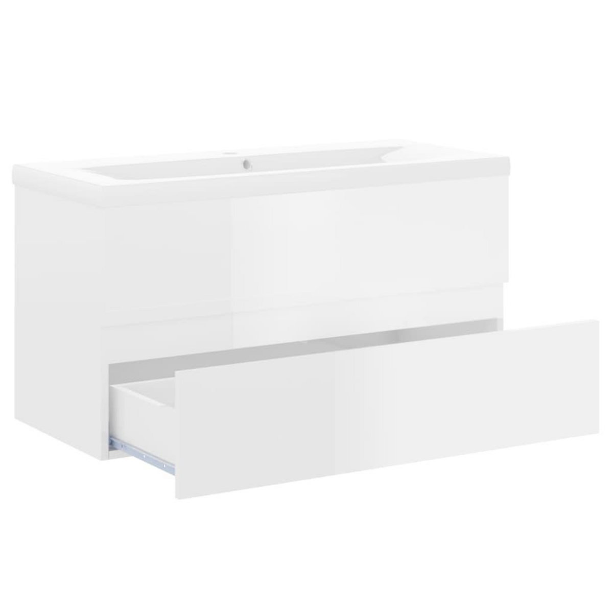 VIDAXL Armoire d'evier avec lavabo integre Blanc brillant