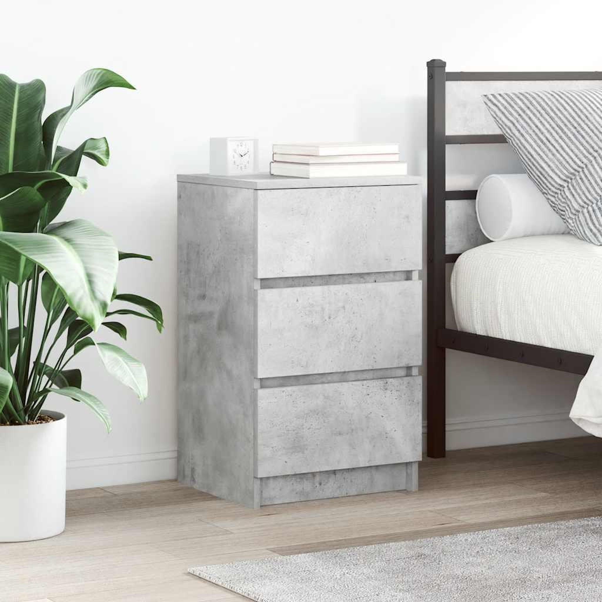 VIDAXL Tables de chevet avec 3 tiroirs 2 pcs gris beton 39x35x65 cm