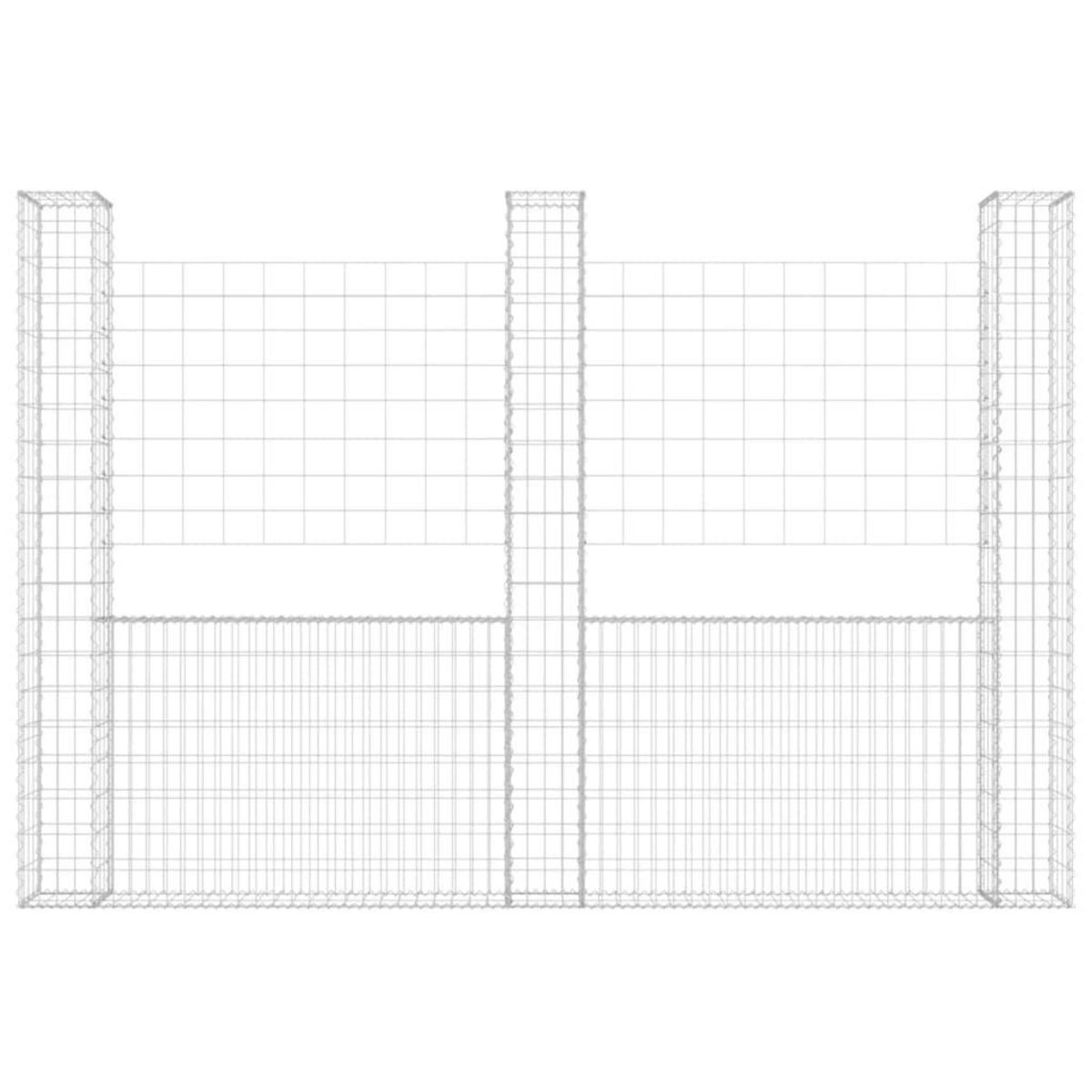 VIDAXL Panier de gabion en forme de U avec 3 poteaux Fer 260x20x200 cm