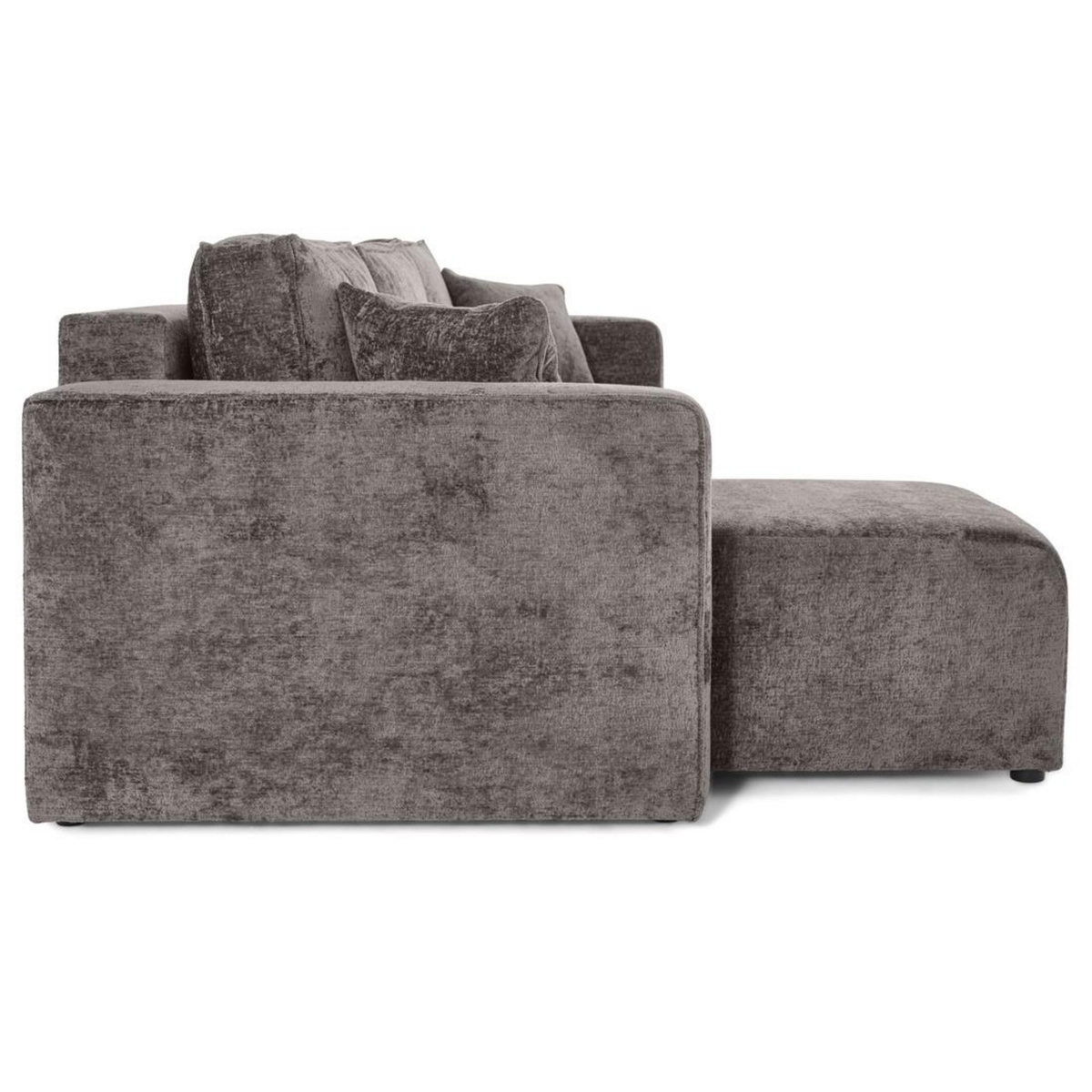 BEST MOBILIER Topaze - canapé d'angle réversible 4 places convertible avec coffre en velours à relief texturé