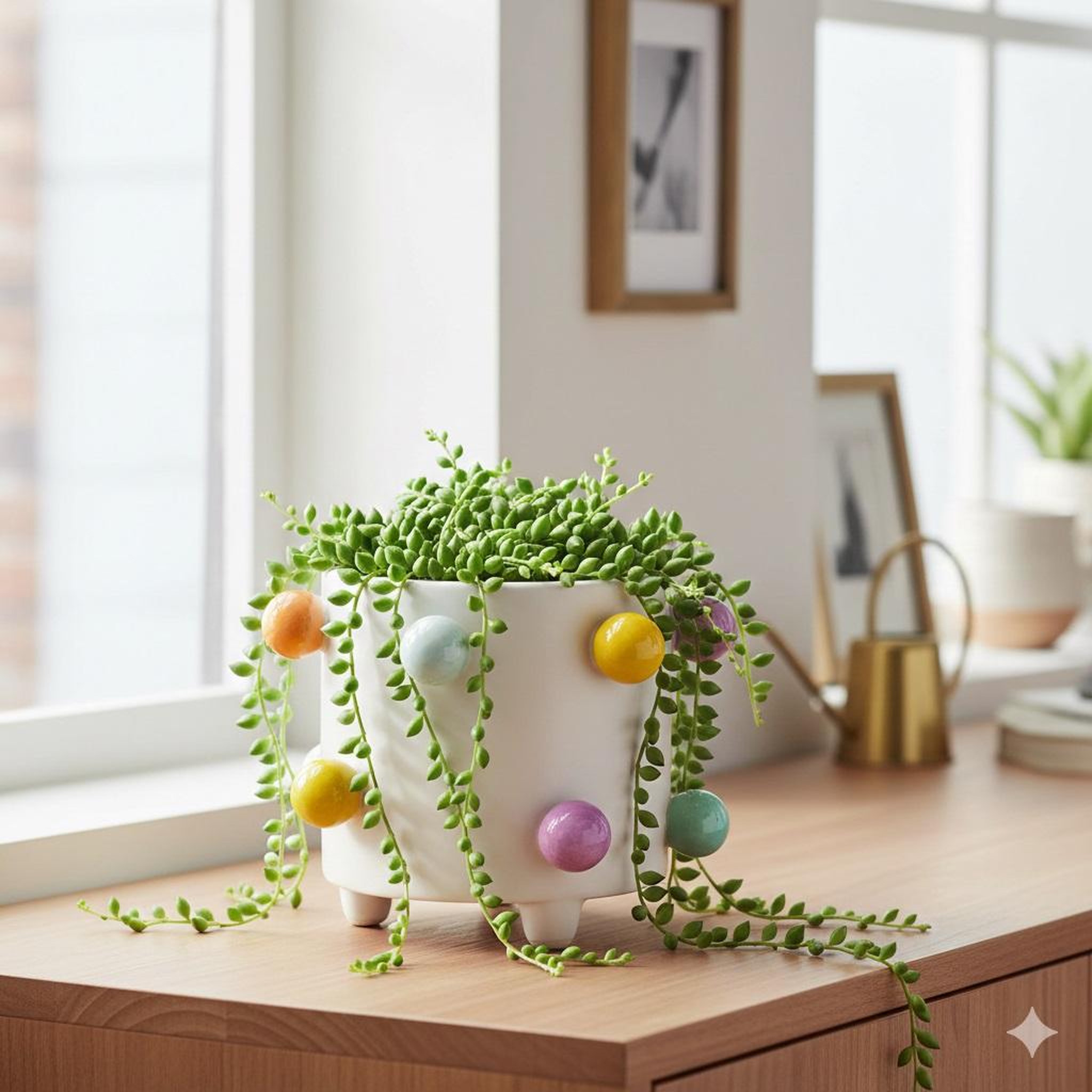 Voir la diapositive 3 : Eden Pot de fleurs a pois multicolores en céramique