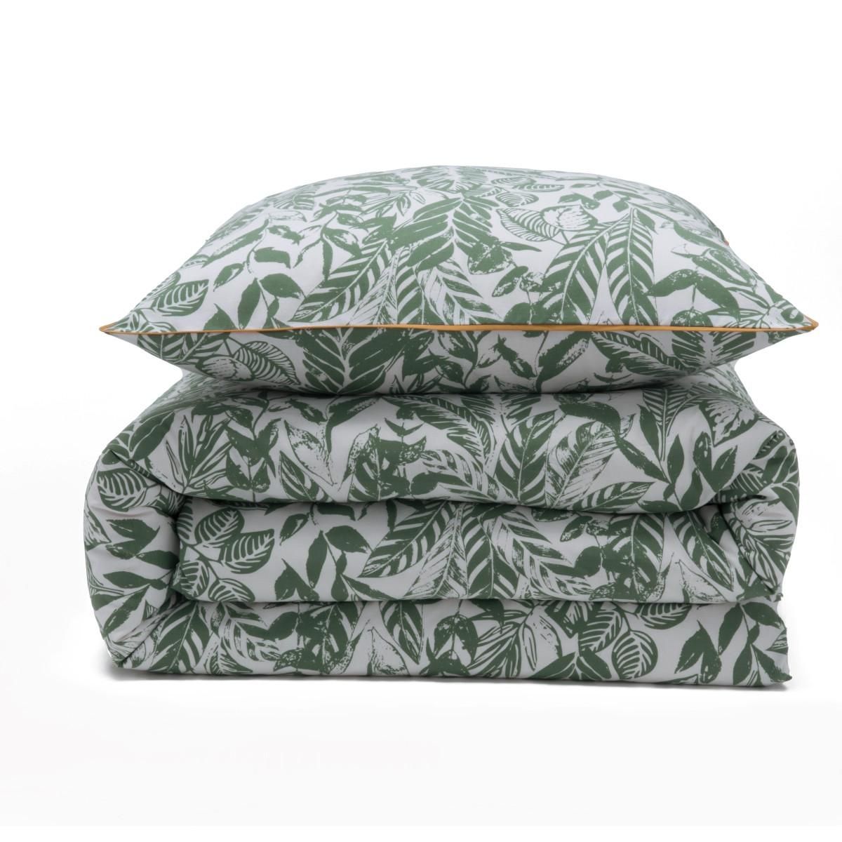 FUTURE HOME Parure de lit 2 personnes tropical réversible unie