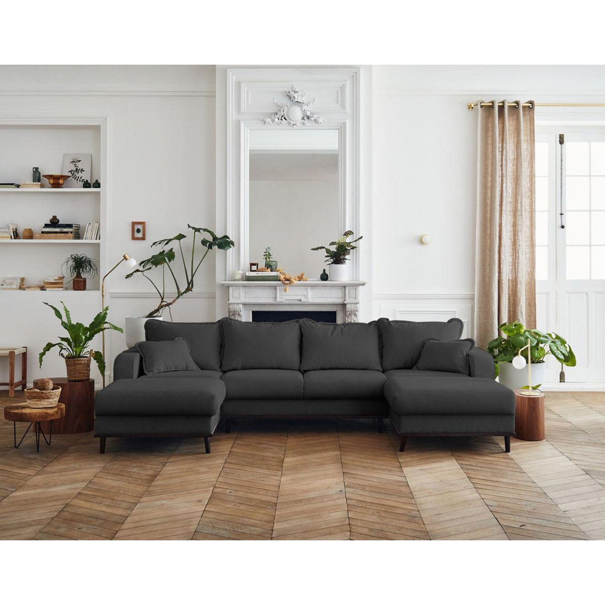 LISA DESIGN Albane - canapé panoramique en u - 7 places - en velours côtelé