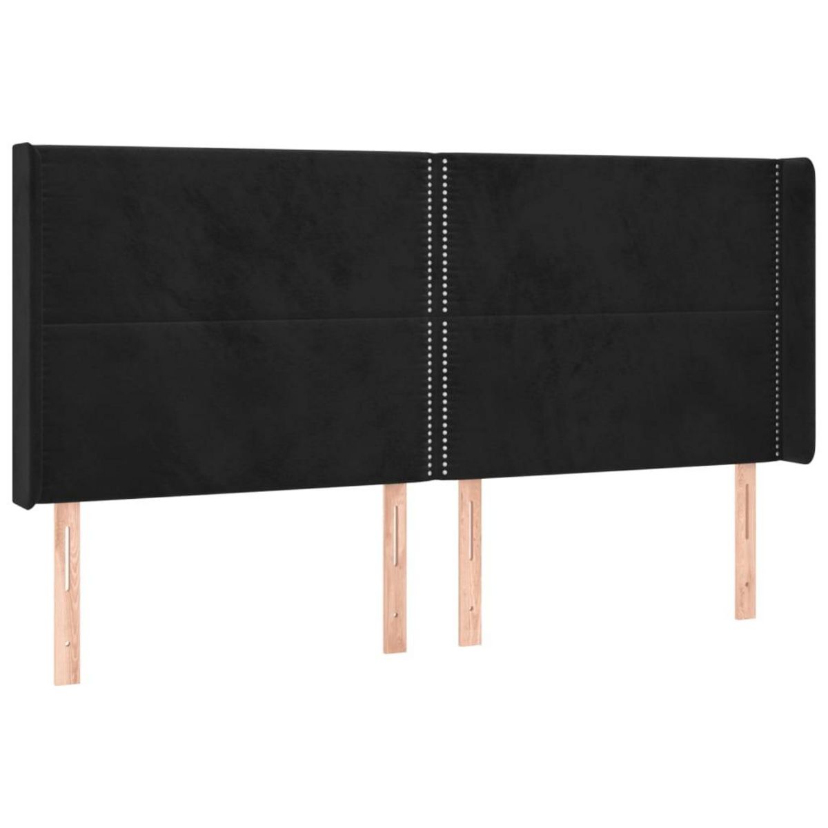 VIDAXL Tete de lit avec oreilles Noir 203x16x118/128 cm Velours