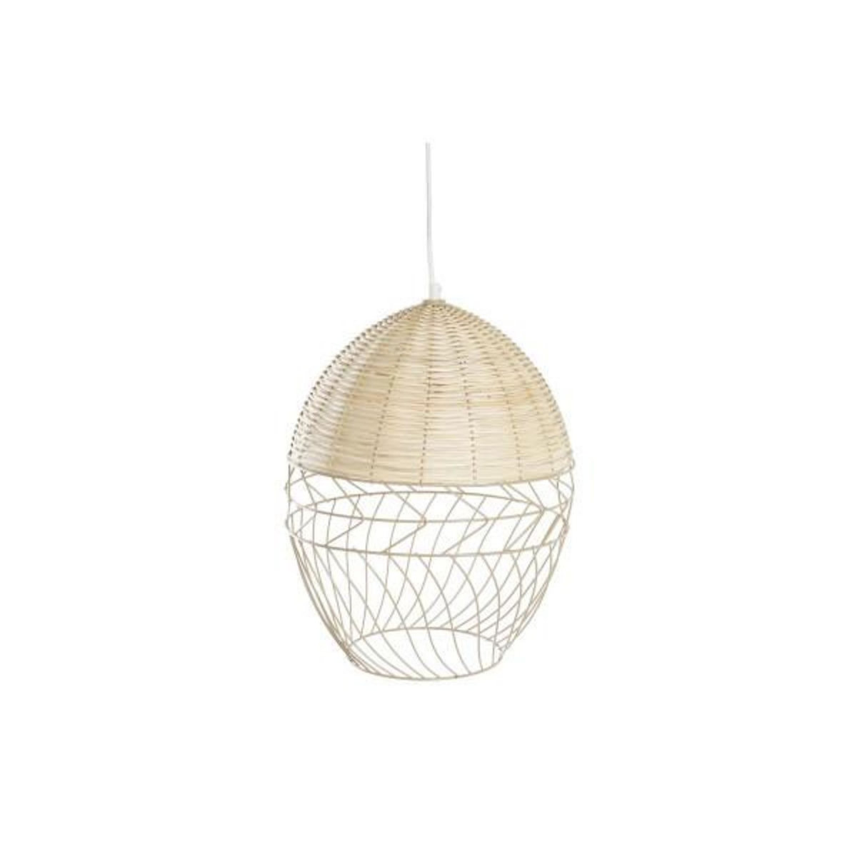 MARKET24 Suspension DKD Home Decor Métal Blanc Marron Clair Rotin 50 W (30 x 30 x 38 cm)