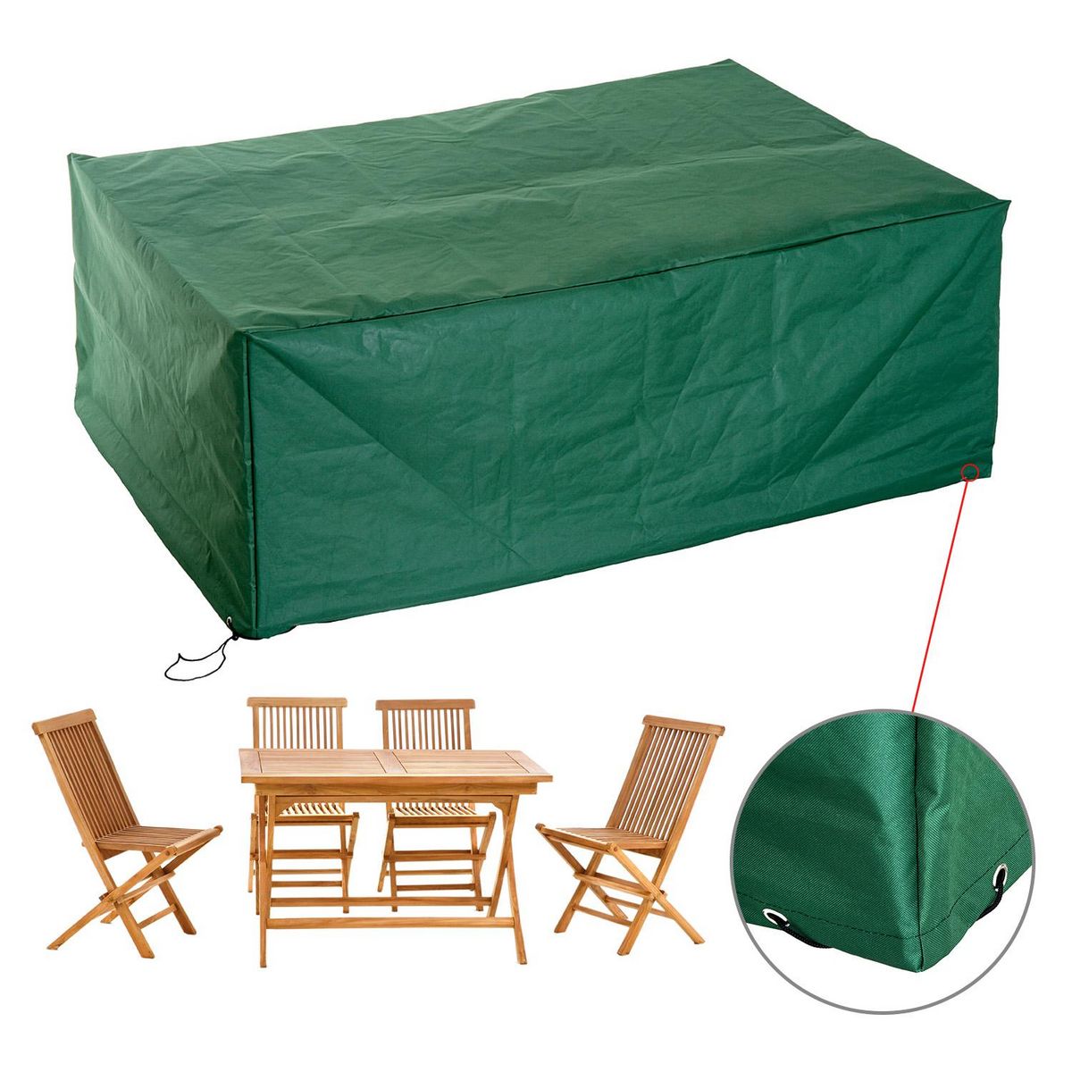 HOMCOM Housse de protection etanche pour meuble salon de jardin rectangulaire 210L x 140l x 80H cm vert