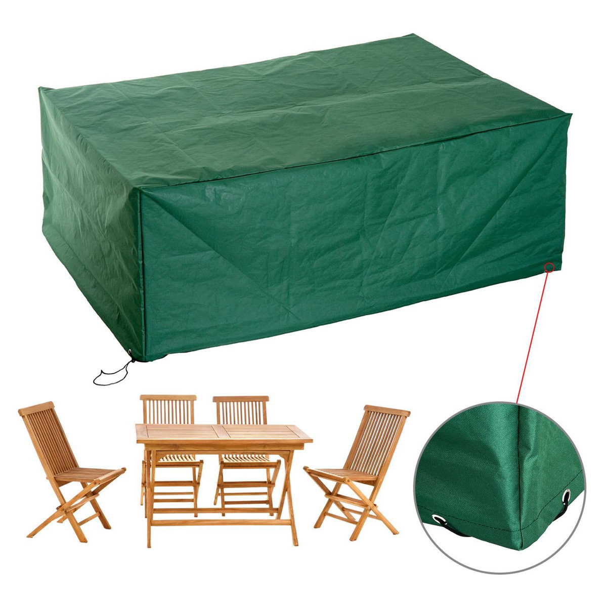 HOMCOM Housse de protection etanche pour meuble salon de jardin rectangulaire 210L x 140l x 80H cm vert