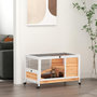 Voir la diapositive 2 : PAWHUT Clapier à lapin sur roulettes cage à lapin 2 étages porte verrouillable toit ouvrant plateau coulissant rampe bois de sapin orange blanc