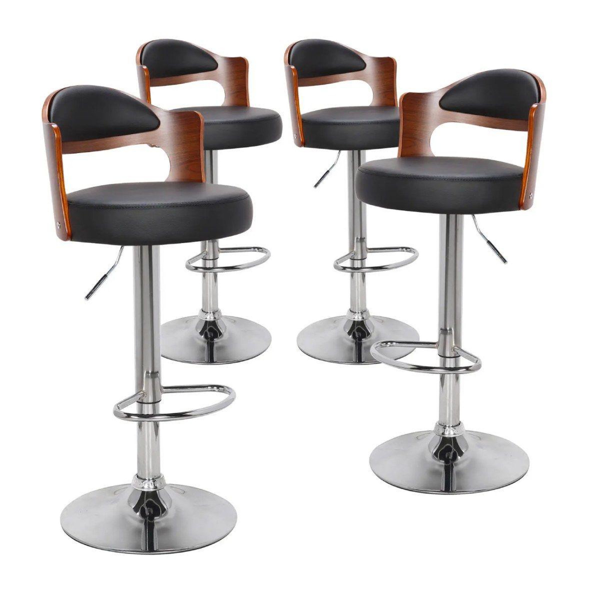 Voir la diapositive 5 : Paris Prix Lot de 4 chaises de bar  wilson  90-110cm noir & marron
