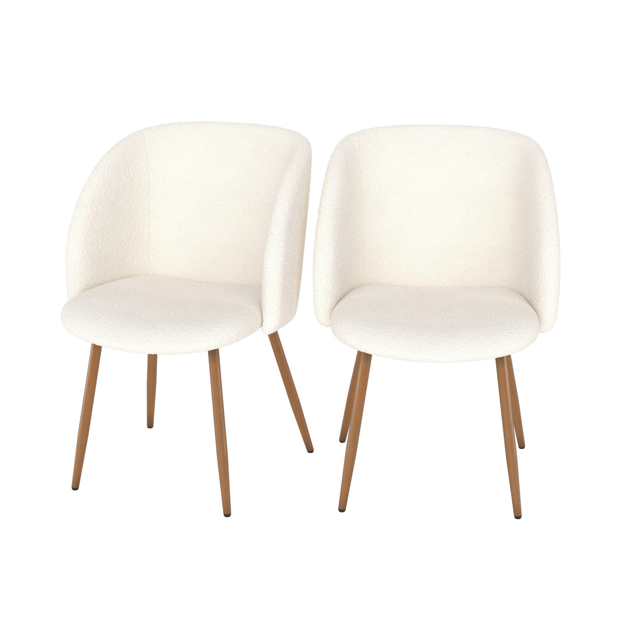MAISON PAVANE Lot de 2 chaises en tissu bouclé beige-swan