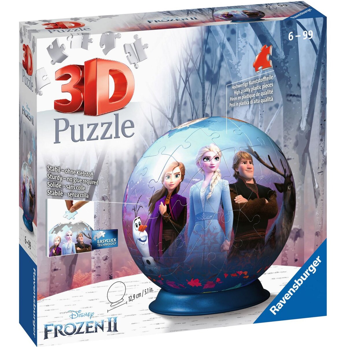RAVENSBURGER Puzzle 3D Ball 72 pièces - Disney La Reine des Neiges 2