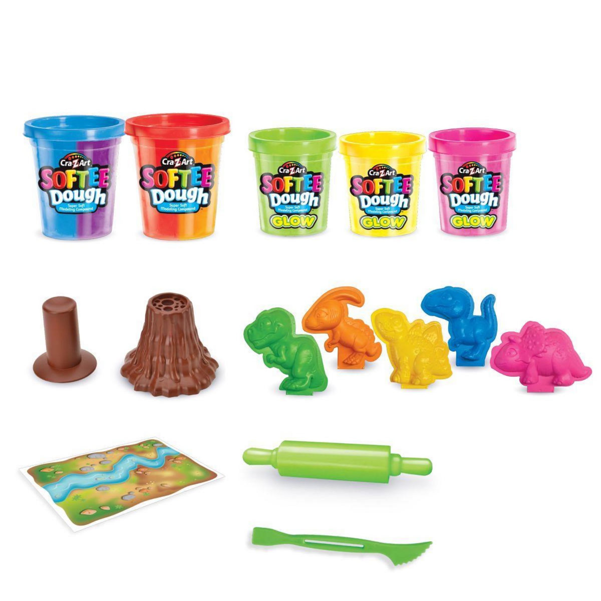 Lexibook Kit de dinosaures en pâte à modeler malléable et fluorescente