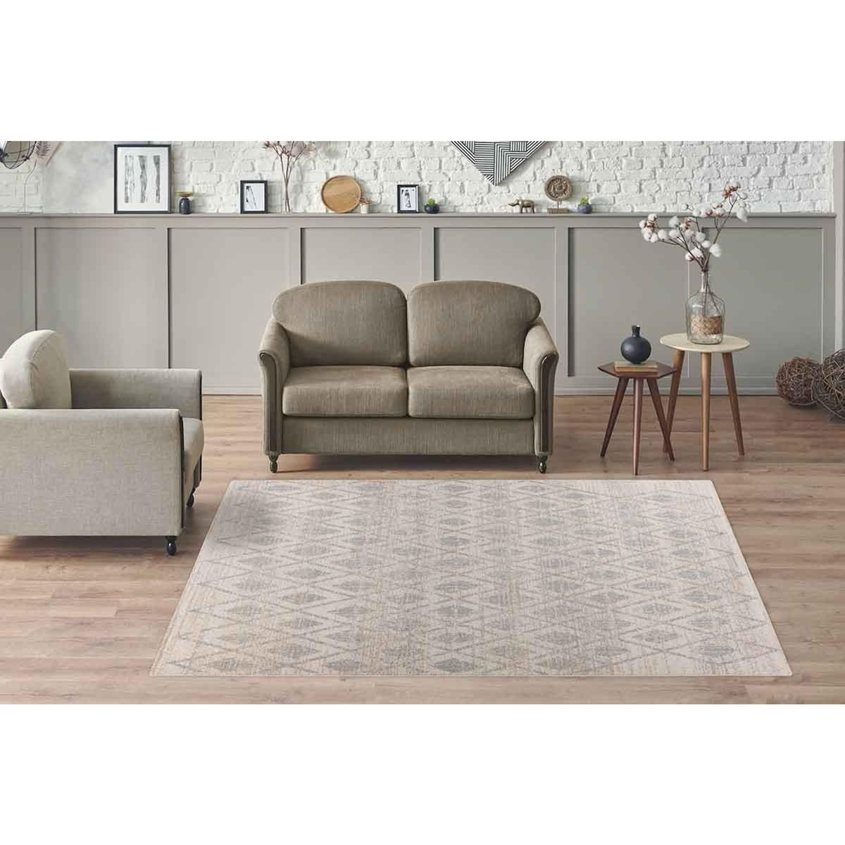 Paris Prix Tapis Tissé Déco Scandinave  Gène IV  Beige & Bleu