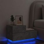 VIDAXL Table de chevet avec lumieres LED gris beton 70x36x40,5 cm