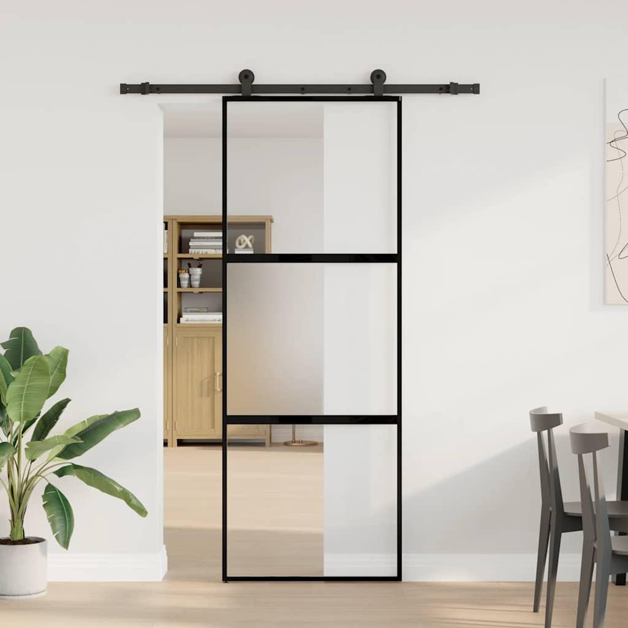 Voir la diapositive 2 : VIDAXL Porte coulissante kit de quincaillerie trempe verre aluminium